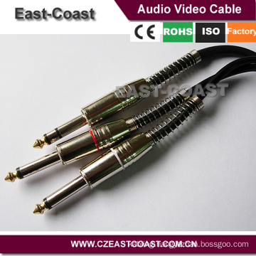 High performance 6.35mm stereo to 2X 6.35mono Audio Cable